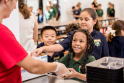 students in lunch line